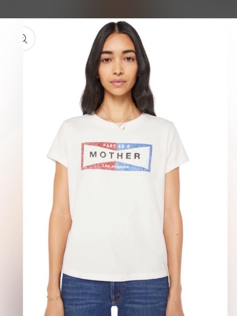 MOTHER White Tee with Red & Blue Logo